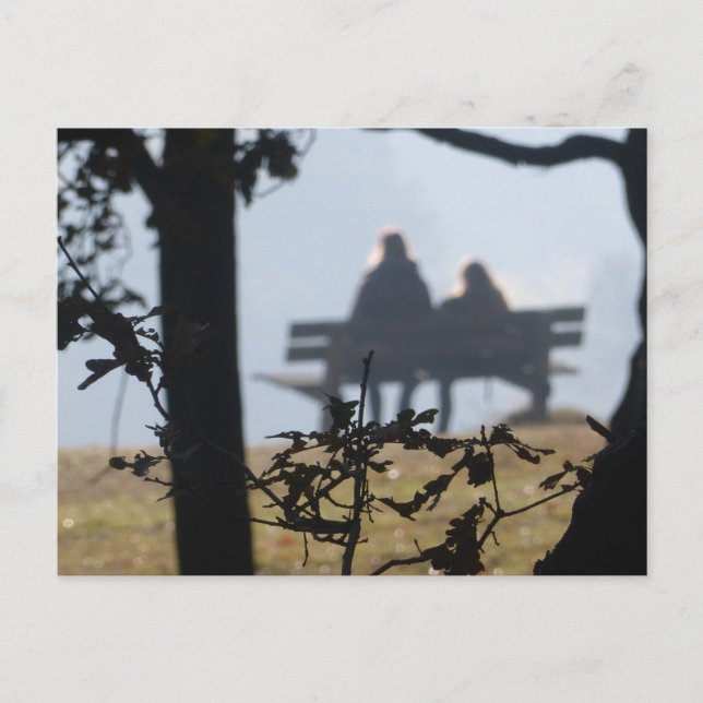 Two People sitting on a Bench DIY Postcard (Front)