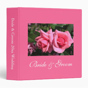 Two perfect hot pink rose flowers wedding binder