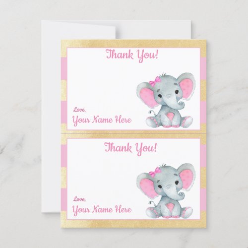 Two PerPage Thank You Card Elephant Gold Pink Tags