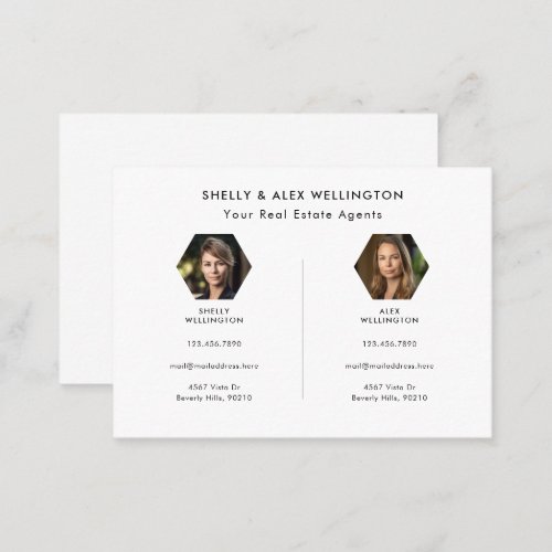Two Person Custom QR Code Photo Real Estate Business Card