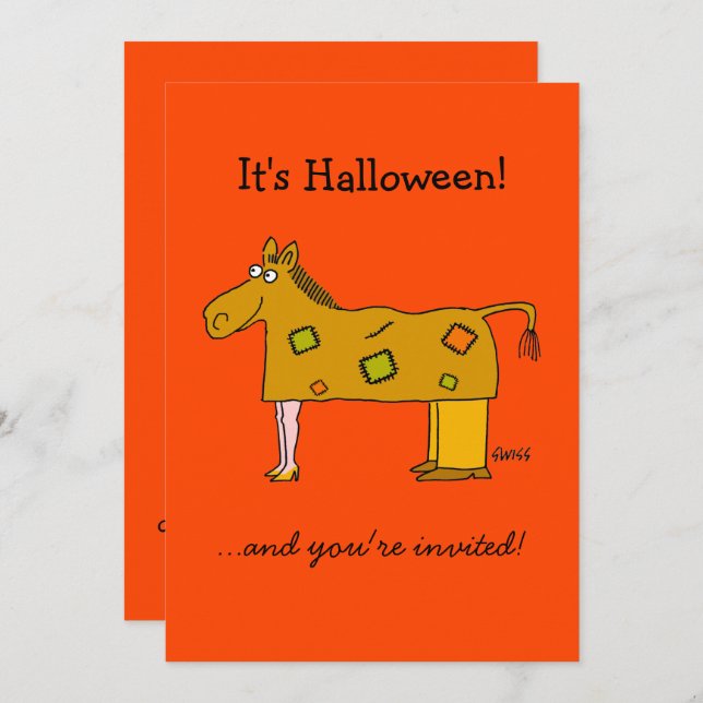 Two Person Horse Costume Funny Halloween Party Invitation (Front/Back)