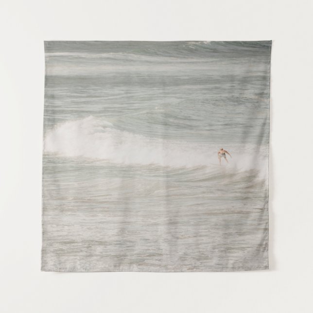 TWO PERSON SURFING ON SEA WAVES DURING DAYTIME TAPESTRY (Front)