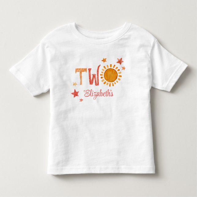 Two Personalized 2nd Birthday Sunshine Toddler T-shirt (Front)