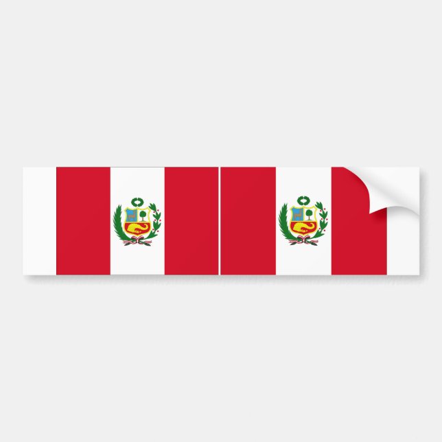 TWO Peru National Flag Bumper Sticker (Front)