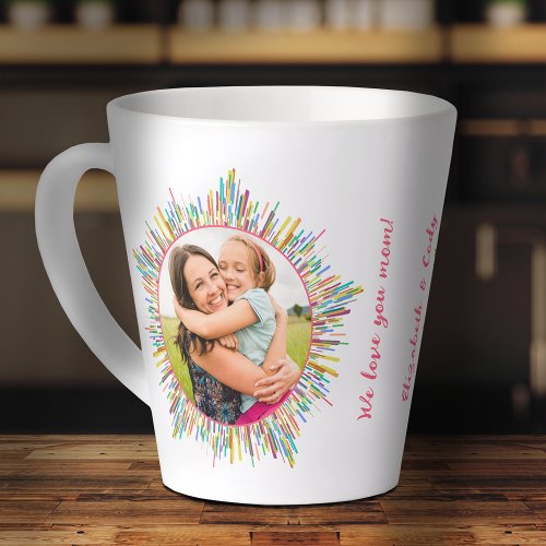 Two Photo Abstract and Colorful Art Custom Text Latte Mug
