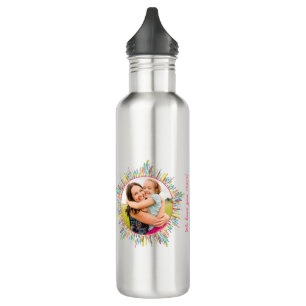 Two Photo Abstract and Colorful Art Custom Text Stainless Steel Water Bottle