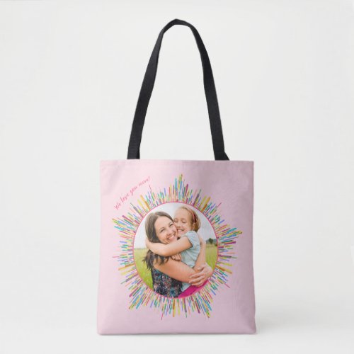 Two Photo Abstract and Colorful Art Custom Text Tote Bag