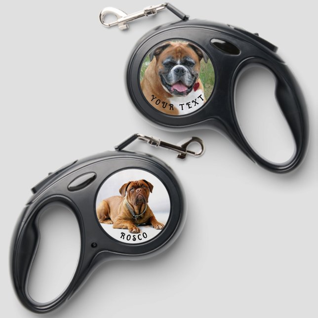 Two Photo and Text  Retractable Pet Leash (Front & Back)