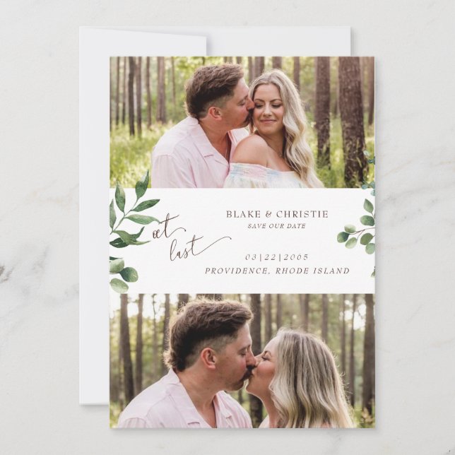 Two Photo At Last Wedding  Save The Date (Front)