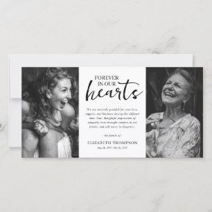 Two Photo Black & White Funeral Thank You Card