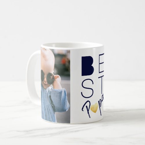 Two Photo Blue White Best Papa Mug