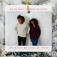 Two Photo Bold Red Best Friend Snowfall Holiday