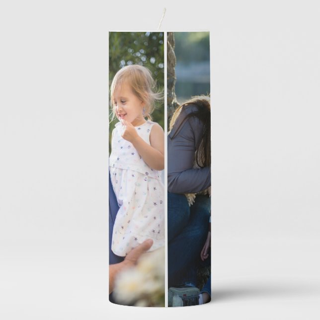 Two Photo Create Your Own Photo  Pillar Candle (Front)
