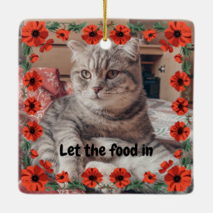 Two Photo Custom Text Red Poppies Free Palestine Ceramic Ornament