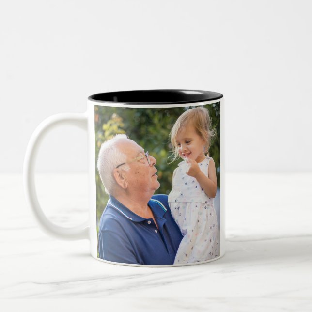 Two Photo Double Sided Create Your Own Photo  Two-Tone Coffee Mug (Left)