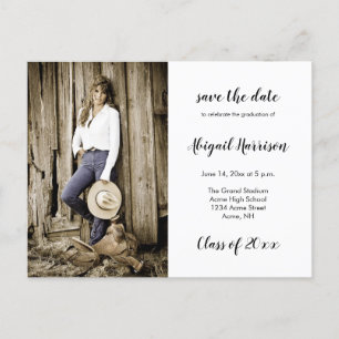 Two Photo Graduation Save The Date Announcement Postcard