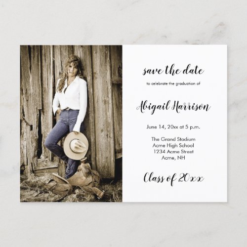 Two Photo Graduation Save The Date Announcement Postcard