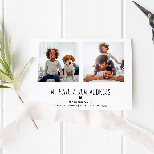 Two Photo Handwritten Text  Moving Announcement Postcard