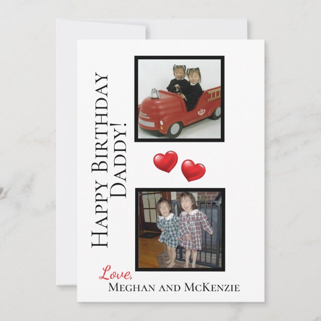 Two Photo Happy Birthday Daddy Personalized Card (Front)