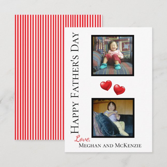 Two Photo Happy Father's Day Personalized Card (Front/Back)