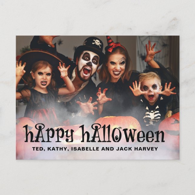 Two Photo Happy Halloween Family Postcard (Front)