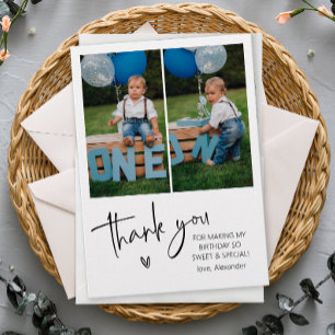 Two Photo Kids Birthday  Thank You Card
