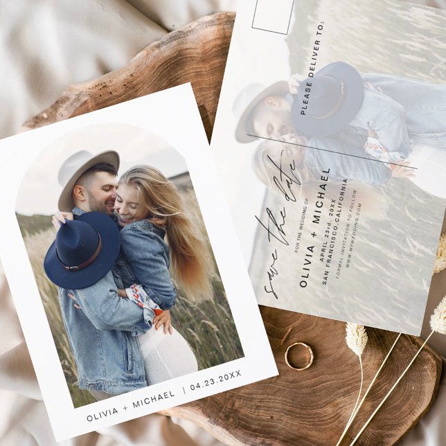 Two Photo Minimalist Save the Date Postcard Script (Creator Uploaded)