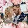 Two Photo | Modern Script Save the Date Announcement Postcard