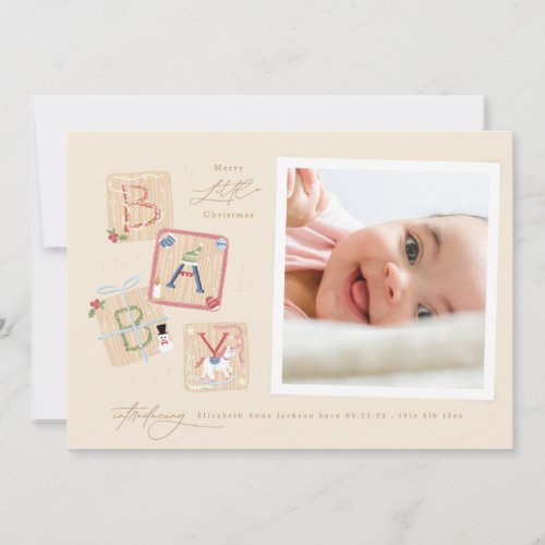 Two Photo My First Merry Christmas Baby Birth Holiday Card