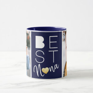 Two Photo Navy Blue Best Nana Mug