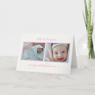 Two Photo New Baby Congratulations Customizable Na Card