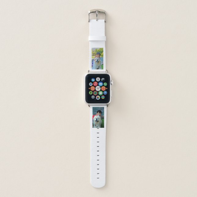 Two Photo Personalized Image Simple Modern Apple Watch Band (Front)