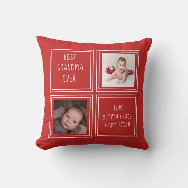Two Photo Personalized One of a Kind Template Throw Pillow (Front)
