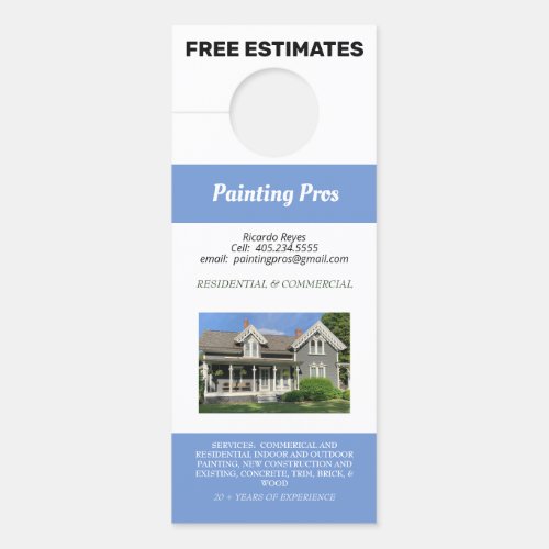 Two Photo Residential  Commercial Painting Blue Door Hanger