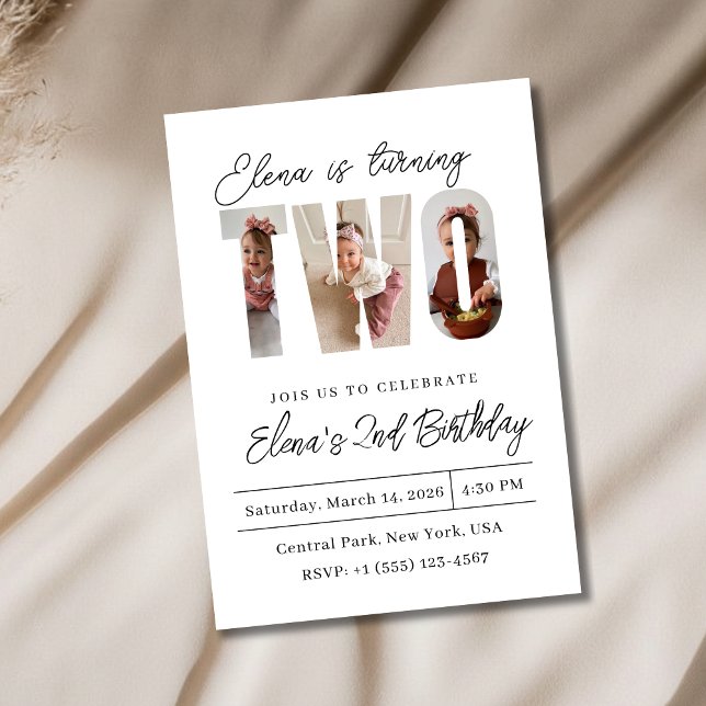 Two Photo Second Birthday Invitation (Creator Uploaded)