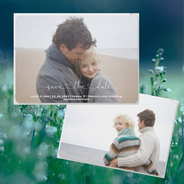 Two Photo Simply Us Save the Date Holiday Card (Creator Uploaded)