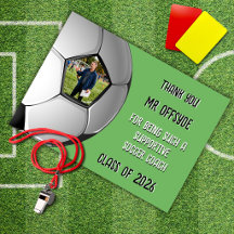 Two Photo Soccer/Football Coach Thank You Card
