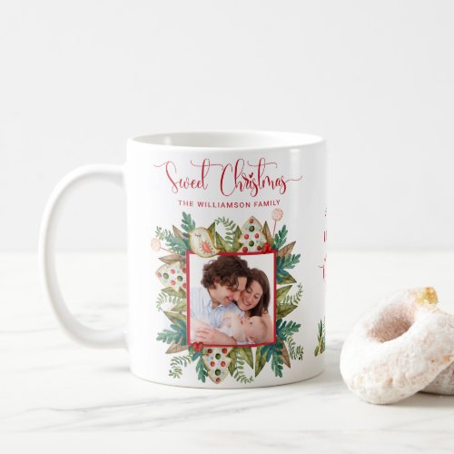Two Photo Sweet Christmas Greenery and Cookies Coffee Mug
