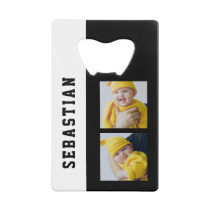 Two Photo Template And Name Personalized Credit Card Bottle Opener