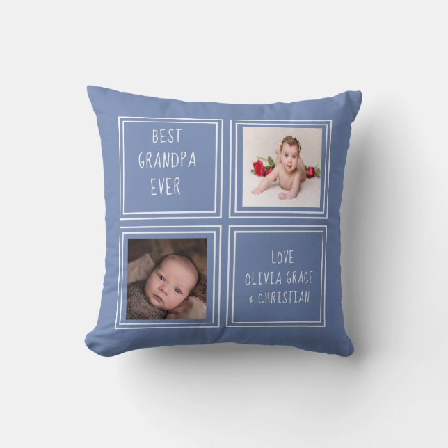 Two Photo Template Personalized One of a Kind Throw Pillow (Front)