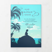 Two Photo Tropical Silhouette Quinceanera Tri-Fold Invitation (Cover)