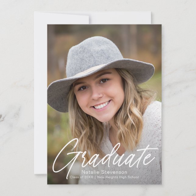 Two Photo Typography Graduation Party Invitation (Front)