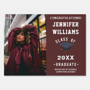 Two Photo Vertical Class of Graduate Maroon 1 Yard Sign