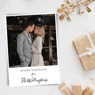 Two Photo Wedding Couple Script Christmas Greeting Holiday Card