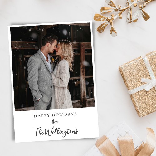Two Photo Wedding Couple Script Christmas Greeting Holiday Card
