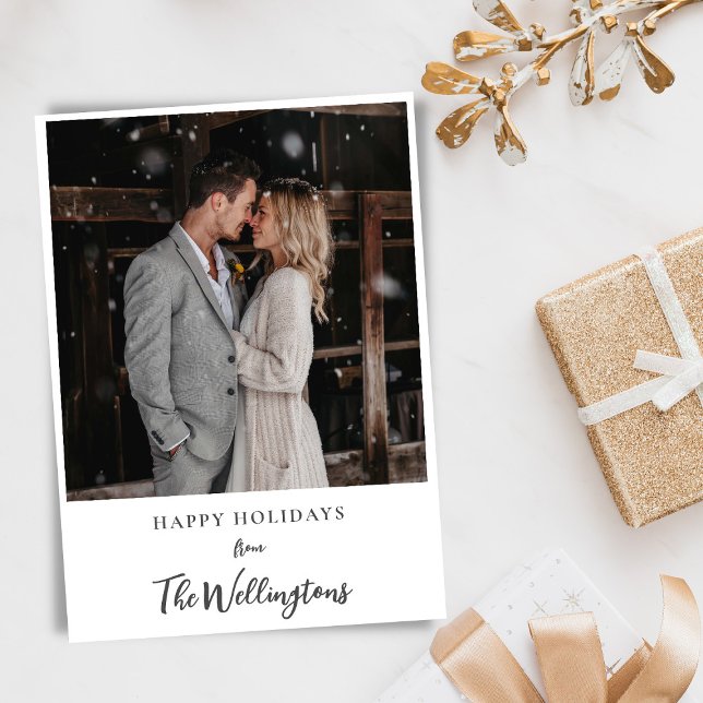 Two Photo Wedding Couple Script Christmas Greeting Holiday Card (Creator Uploaded)