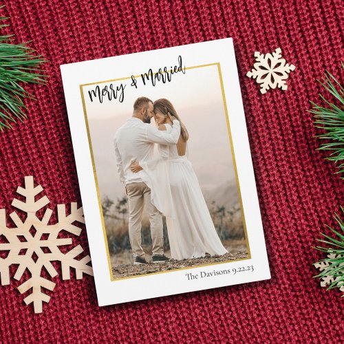 Two Photo Wedding Merry Married Christmas Card