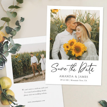 Two Photo Wedding Save The Date Invite Template by goattreedesigns at Zazzle