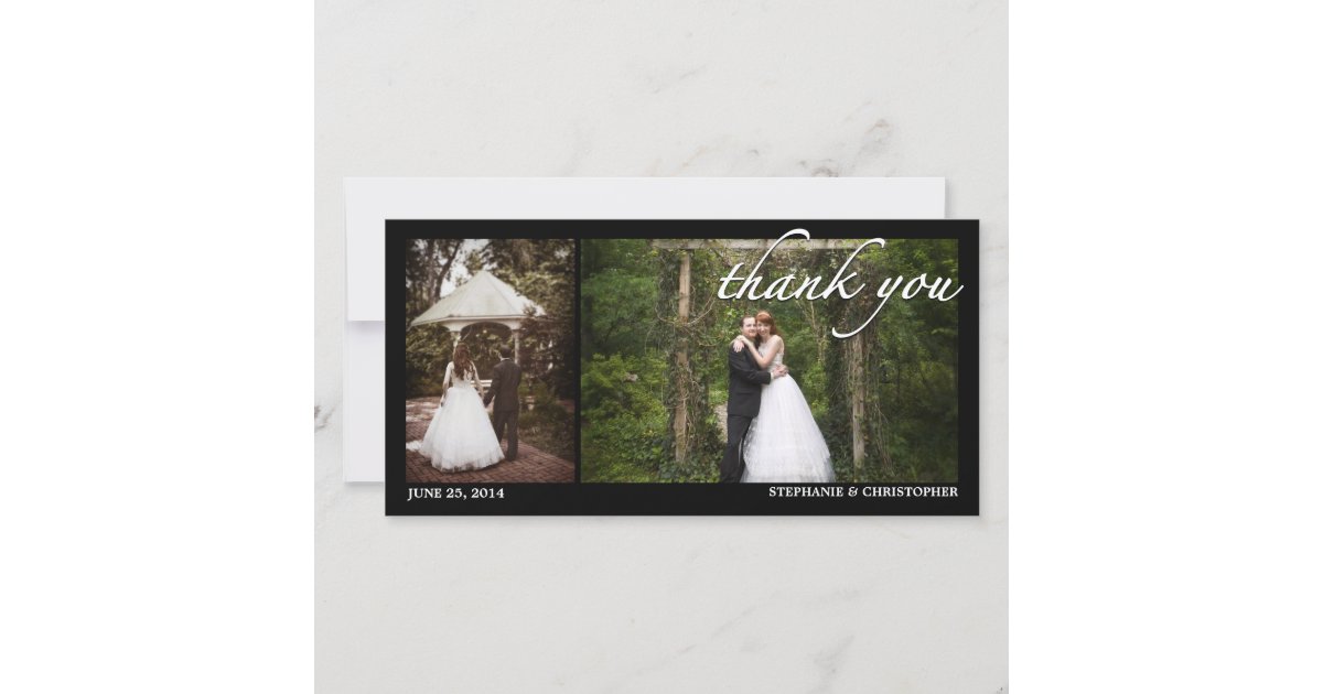 Two Photo Wedding Thank You Photocard Card | Zazzle
