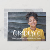 Two Photo | Whimsical Typography Graduation Announcement Postcard (Front/Back)